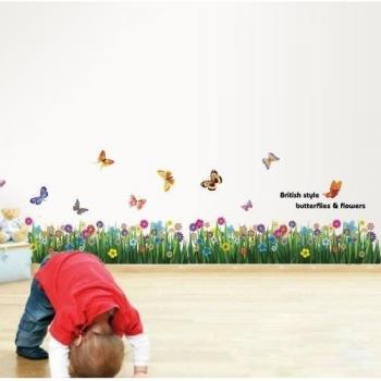 Walplus WS3031 - Adhesivos de pared con diseño de hierba y mariposas