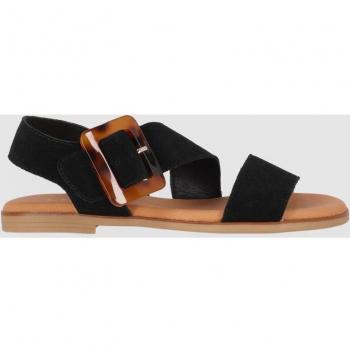 Sandalias planas de piel Chika10 Leather NAIRA 20 en color Negro/Black