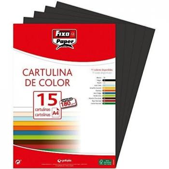 Fixo Paper 11110610 - Paquete de 15 cartulinas, A4, 180g/m², color negro