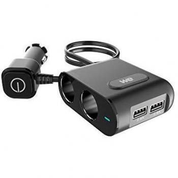 Cargador de Coche USB Rápido 90W con 2 Puertos USB 4.8A y 2 Tomas de Encendedor para iPhone, Galaxy e iPad