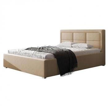 Cama Pomona 103 Doble Tapizada con Somier y Cajón de Almacenamiento, 223 x 180 x 93 cm, Color Marrón Claro