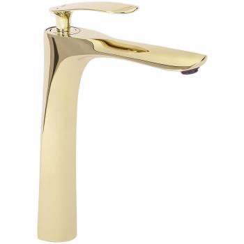 Grifería de baño Rea Orbit Gold High - Grifo de lavabo en acabado oro, diseño elegante y moderno, altura alta para mayor comodidad, material resistente y duradero, fácil instalación, sistema de ahorro de agua