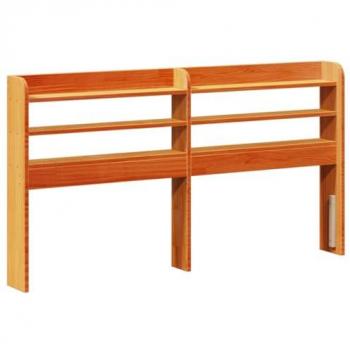 Cabecero de cama con estantes madera maciza pino marrón 140 cm