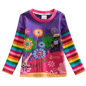 VIKITA Manga Larga Algodón Camisetas T-Shirt Niñas L328PURPLE 6T