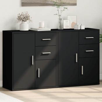 Aparador de madera multicapa negro 2 piezas 60x31x70 cm