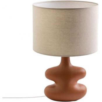 Lámpara de Mesa Serly Cerámica Artesanal con Pantalla de Tela Beige