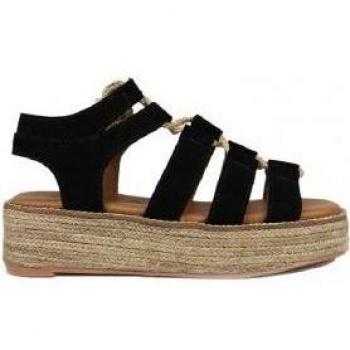 Alpargatas de Cuña Bonita 08 en piel - Negro