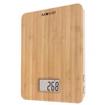Báscula de Cocina Digital Muvip Bamboo con Plataforma de Bambú, Pantalla LCD, Sensor de Alta Precisión, Apagado Automático y Capacidad Máxima de 5kg
