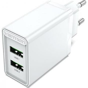 Vention FBAW0-EU Cargador de Pared 2xUSB 18W Blanco