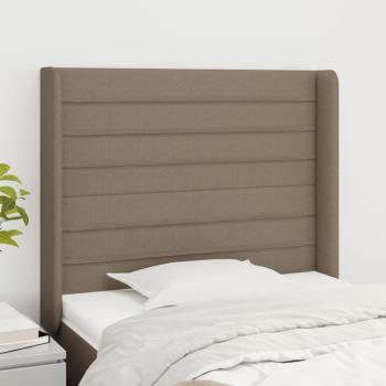 Cabecero Tortorora con orejas en tela gris taupe 93x16x128 cm