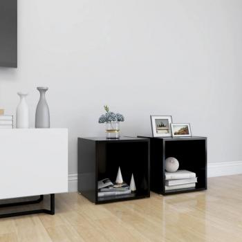 Mueble para TV vidaXL 2 uds madera contrachapada y aglomerado negro 37x35x37 cm