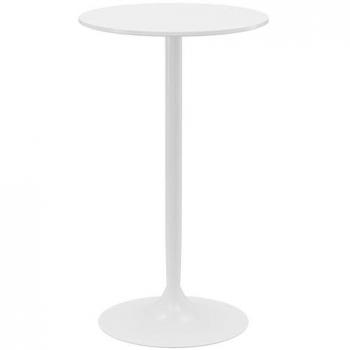 HOMCOM Mesa de Bar Redonda Alta de Cocina Moderna con Encimera Laminada y Marco de Acero para 2 Personas Ø60x102 cm Negro y Blanco
