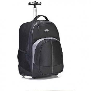 Targus Compact Rolling Backpack for Business, College Student and Travel Commuter Wheeled Bag, Durable Material, Tablet Pocket, Removable Laptop Protective Sleeve for 16-Inch Laptop, Black