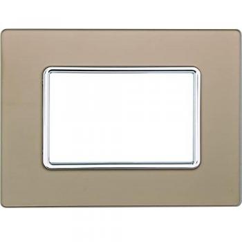 Placa compatible Bticino Matix 3 módulos vidrio color oro serie Solar
