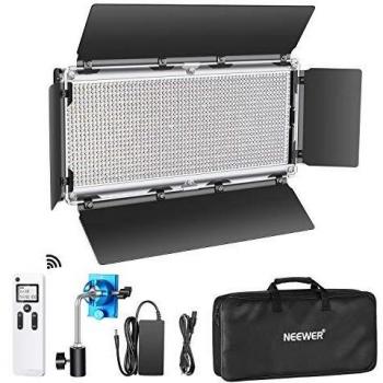 Neewer Avanzado Luz Video LED 2,4G 1320 con Barndoor Panel LED Bicolor Regulable con Pantalla LCD y Control Remoto Inalámbrico 2,4G para Fotografía de Producto Vertical Grabación de Video en Estudio