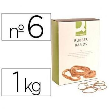 Gomas Elásticas Q-Connect Número 6, 60mm x 2mm, Bolsa de 1kg