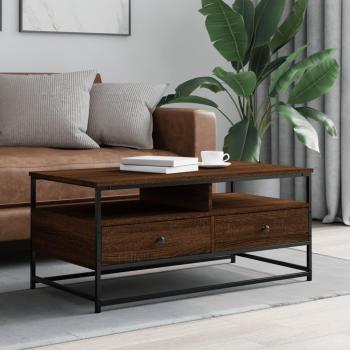 Mesa de centro de madera de ingeniería 100x51x45 cm en color negro, roble sonoma y roble ahumado, mesita de salón o comedor auxiliar, mesa de café