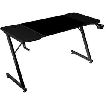 Mesa Gaming Ergonómica Mars Gaming MGD-X140, 140x60cm, Superficie en Fibra de Carbono, Estructura Metálica, Alfombrilla XXL, Soporte para Auriculares y Bebida, Gestión de
