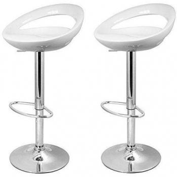 La Silla Española - Pack de dos taburetes con asiento redondo en color blanco, en PVC, regulable en altura. 47x44x97 cm, 2 unidades
