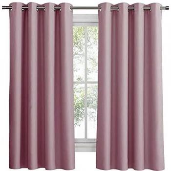 PONY DANCE Cortinas Infantiles Rosado con Ollaos - Telas Termicas Aislantes Ruido Luz Solar Protección Privacidad/Paños para Bebé Habitacion Juvenil, 2 Piezas, 132 x 158 cm