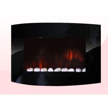 Chimenea Eléctrica Mural, 2000W en Cristal Templado Negro CHE-430 Purline
