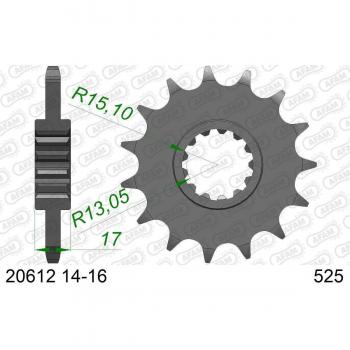 Piñón de acero estándar AFAM 20612 - 15 dientes - para cadena