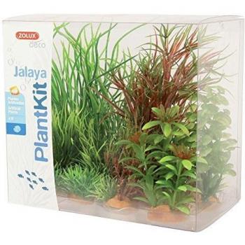 Set de Plantas Artificiales para Acuario Jalaya N°4 - ZOLUX - Verde y Rojo, 6 Piezas, Altura 18 cm