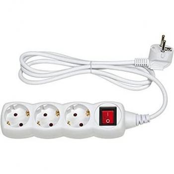Simon brico basicline - Base 3 toma toma tierra+interruptor +cable 1,5m 3g1 blanco bolsa solapa