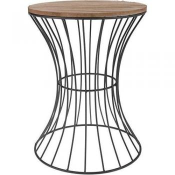 Spetebo - Mesa auxiliar decorativa, de metal con tablero de madera, mesa ornamental con estructura de metal curvado, metal, Negro , 39.5 cm x 30 cm