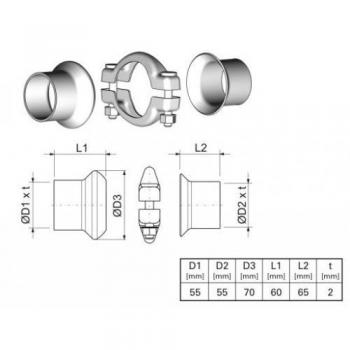 Kit de reparación tubo de escape ERNST 463034 para PEUGEOT 206, 307 y CITROËN Xantia, Xsara Picasso