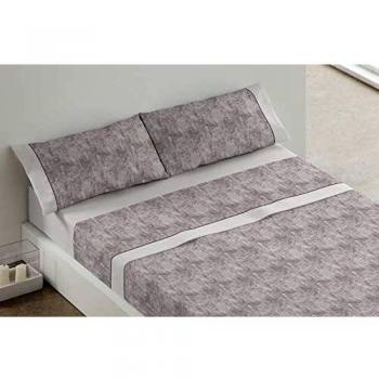 Burrito Blanco Juego de Sábanas 393 con Diseño Estampado de Estucado Algodón 100% 200 Hilos Cama Individual de 90x190 hasta 90x200 cm/Juego de Cama 90, Color Gris
