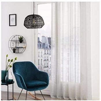 Voilage Louis - 140 x 240 cm - Blanco con Tissage a Rayas