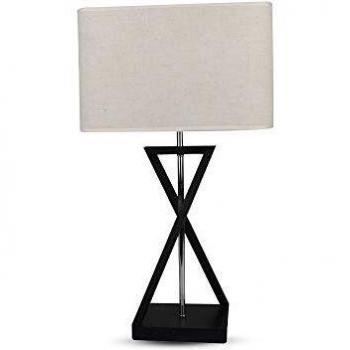 Lámpara de mesa cuadrada de diseño E27 con pantalla de tela color márfil VT-7712 V-TAC