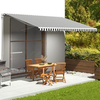 Tela de repuesto para toldo de protección solar gris antracita y blanco 5x3 m