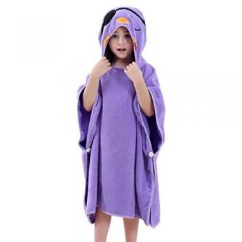 MICHLEY Toalla Bebe con Capucha, 70x70cm Algodón Capa de Baño Bebé for 2-6 Años,Pájaro morado