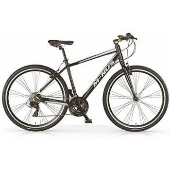 Bicicleta híbrida MBM Minus para hombres, cuadro de aluminio, 21 velocidades, ruedas 28, color negro, tenedor de suspensión opcional