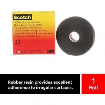 3M HT002001309 Scotch 23 Cinta Eléctrica Autosoldable de Goma, 19 mm x 9.15 m, 1 Rollo, Negro