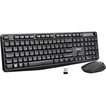 Set inalámbrico de teclado y ratón Ultron UMC-300 - 2.4 GHz, diseño QWERTZ, multimedia, color negro