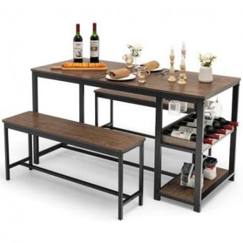 3-Piece Dining Table and Bench Set