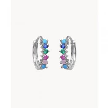 Pendientes Aro Lobe Tutti Frutti con Detalle de Piedras Multicolor