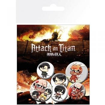 Attack on Titan Chibi Badge Set - Pack of 6
