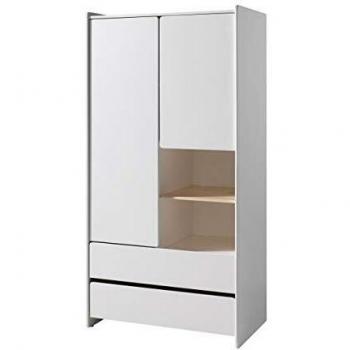 Armario infantil Kiddy 2 puertas 2 cajones MDF lacado blanco 90x180x55 cm