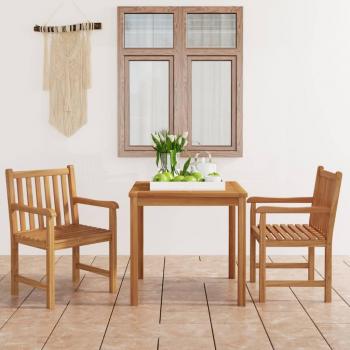 Conjunto de comedor al aire libre 3 piezas de madera maciza de teca