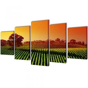 vidaXL Canvas Wall Print Set Fields 100 x 50 cm