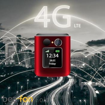 Teléfono Plegable Beafon Fold 10 LTE Rojo, Pantalla 2.2, Cámara 0.3 Mpx, Botón de Emergencia, Ideal para Mayores