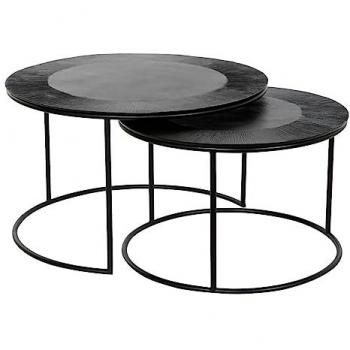 Juego de 2 mesas DKD Home Decor Negro Metal Aluminio 76 x 76 x 44 cm