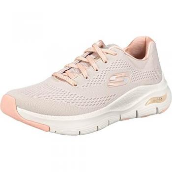Zapatillas Skechers Arch Fit para mujer, color blanco y rosa, talla 40, diseño Big Appeal con parte superior de malla natural en tono coral