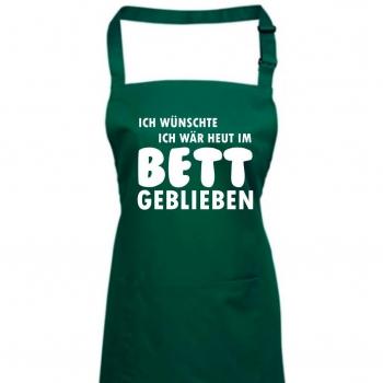 Delantal, Icono Alemán Ich wünschte Ich wär heut en la cama geblieben, algodón, bottlegreen, 72 cm x 86 cm