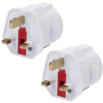 iVoler [2-Unidades] Adaptadores de Viaje Compactos para Inglaterra - Enchufe de Viaje Plug Shuko EU a UK GB Inglaterra - 2 Patas Europa hacia 3 Patas RU - Blanco