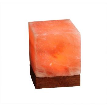 HIMALAYA SALT DREAMS Cristal de sal iluminado por USB con base de madera, sal de cristal Punjab/Pakistán, naranja, aprox. 7 x 7 x 9 cm, 2 unidades